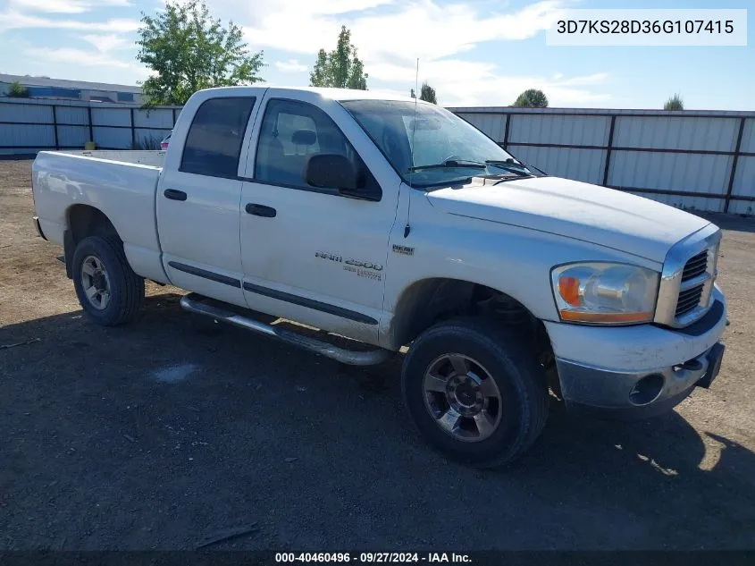 2006 Dodge Ram 2500 Slt/Trx4 Off Road/Sport/Power Wagon VIN: 3D7KS28D36G107415 Lot: 40460496