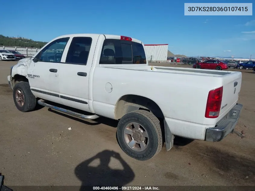 2006 Dodge Ram 2500 Slt/Trx4 Off Road/Sport/Power Wagon VIN: 3D7KS28D36G107415 Lot: 40460496