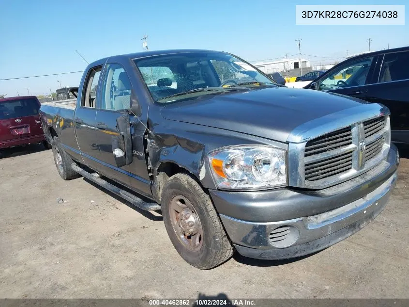 2006 Dodge Ram 2500 Slt/Sport VIN: 3D7KR28C76G274038 Lot: 40462862