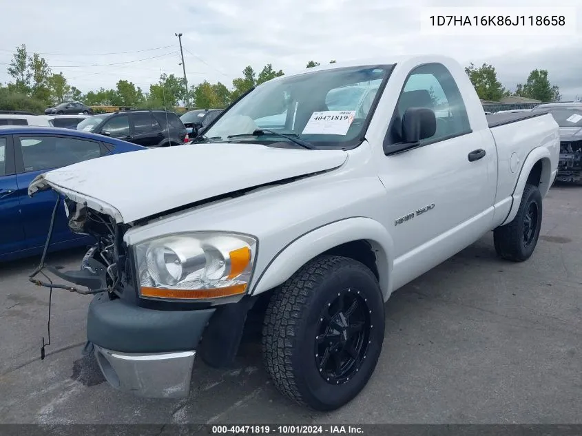 2006 Dodge Ram 1500 St VIN: 1D7HA16K86J118658 Lot: 40471819