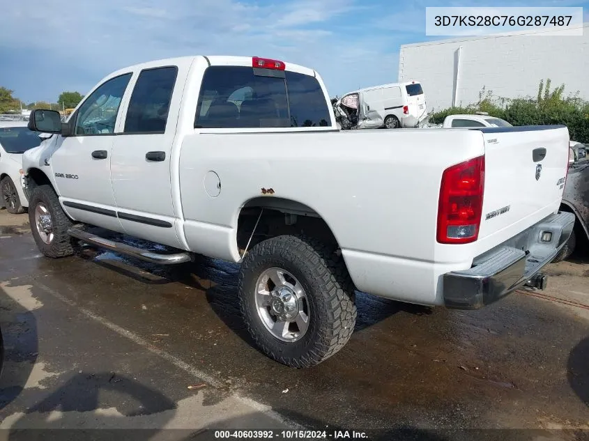 2006 Dodge Ram 2500 Slt/Trx4 Off Road/Sport/Power Wagon VIN: 3D7KS28C76G287487 Lot: 40603992