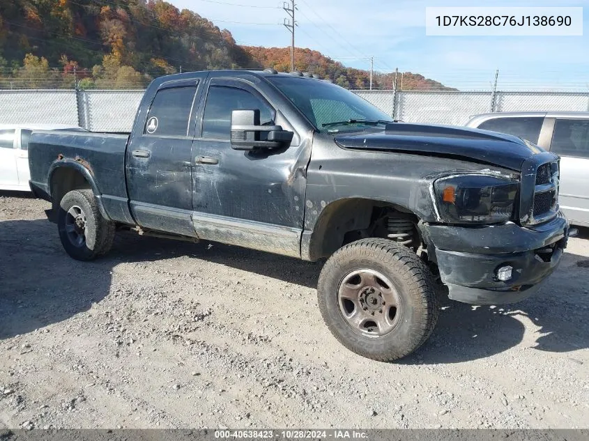 2006 Dodge Ram 2500 Slt/Trx4 Off Road/Sport/Power Wagon VIN: 1D7KS28C76J138690 Lot: 40638423