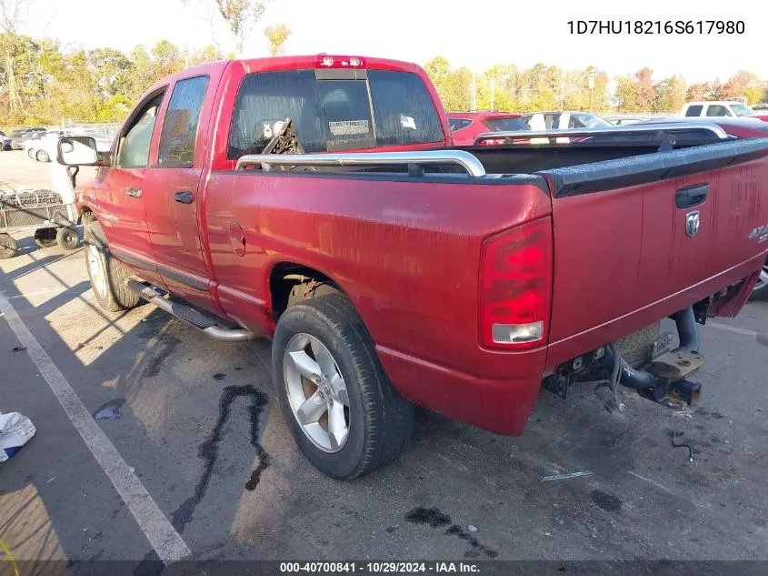 2006 Dodge Ram 1500 Slt/Trx4 Off Road/Sport VIN: 1D7HU18216S617980 Lot: 40700841