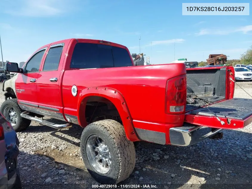 2006 Dodge Ram 2500 Slt/Trx4 Off Road/Sport/Power Wagon VIN: 1D7KS28C16J203257 Lot: 40729018