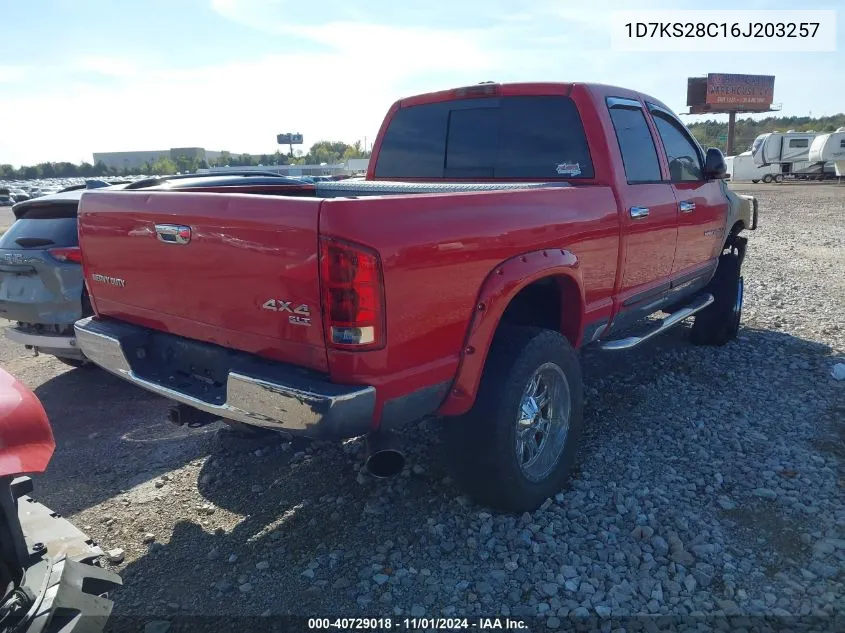 2006 Dodge Ram 2500 Slt/Trx4 Off Road/Sport/Power Wagon VIN: 1D7KS28C16J203257 Lot: 40729018