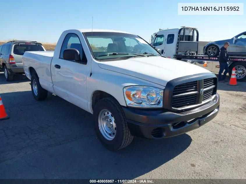 2006 Dodge Ram 1500 St VIN: 1D7HA16N16J115952 Lot: 40805957