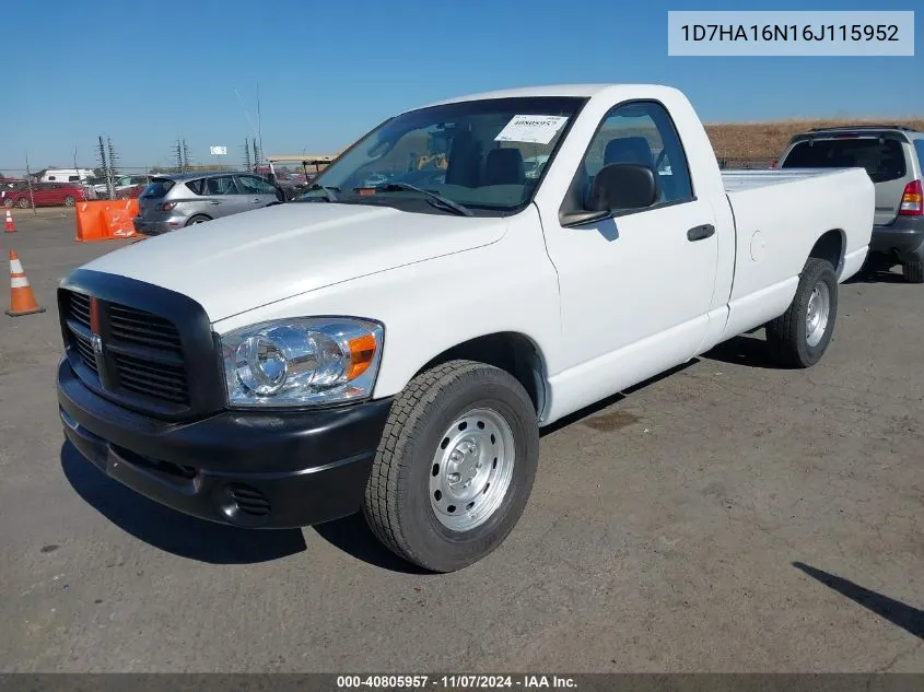 2006 Dodge Ram 1500 St VIN: 1D7HA16N16J115952 Lot: 40805957