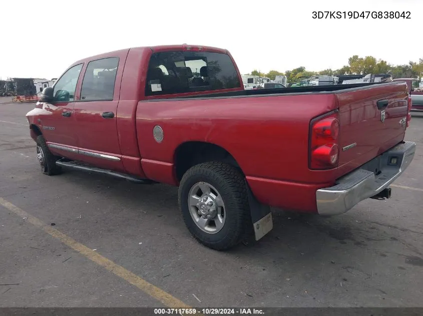 2007 Dodge Ram 1500 Laramie VIN: 3D7KS19D47G838042 Lot: 37117659