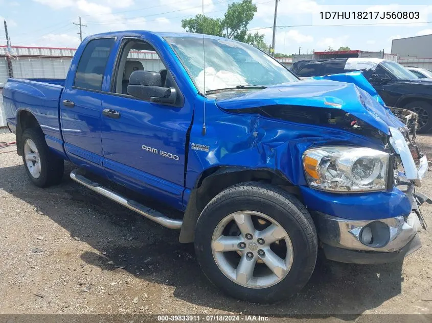 2007 Dodge Ram 1500 Slt/Trx4 Off Road/Sport VIN: 1D7HU18217J560803 Lot: 39833911