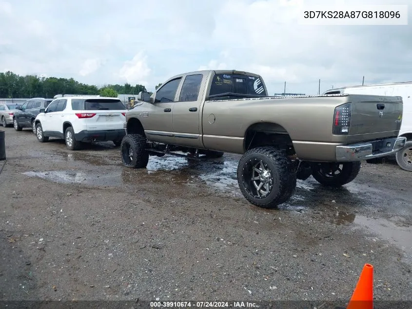 2007 Dodge Ram 2500 Slt/Sport VIN: 3D7KS28A87G818096 Lot: 39910674