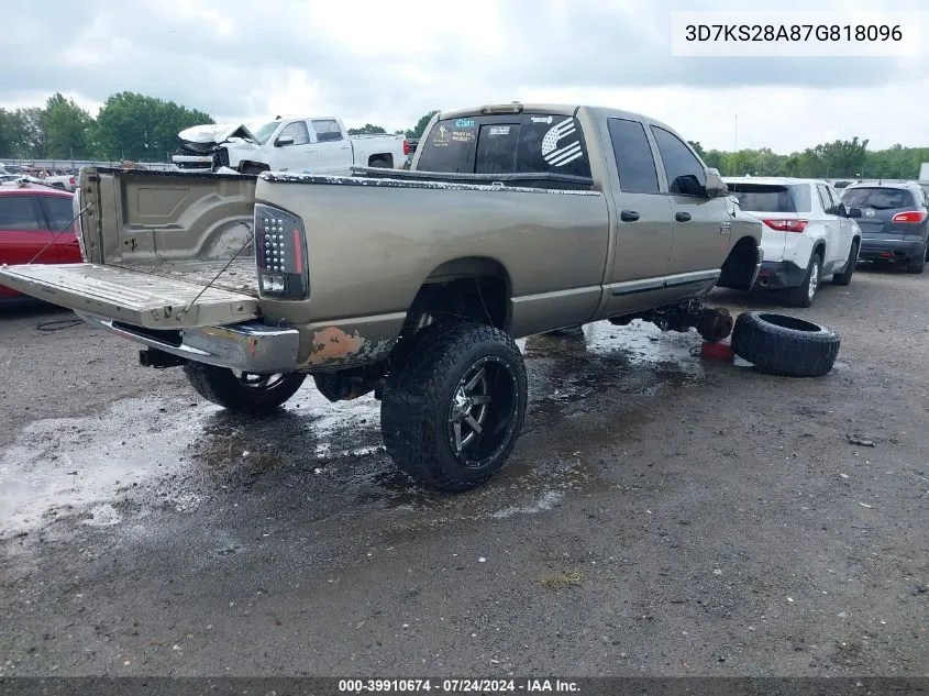 2007 Dodge Ram 2500 Slt/Sport VIN: 3D7KS28A87G818096 Lot: 39910674