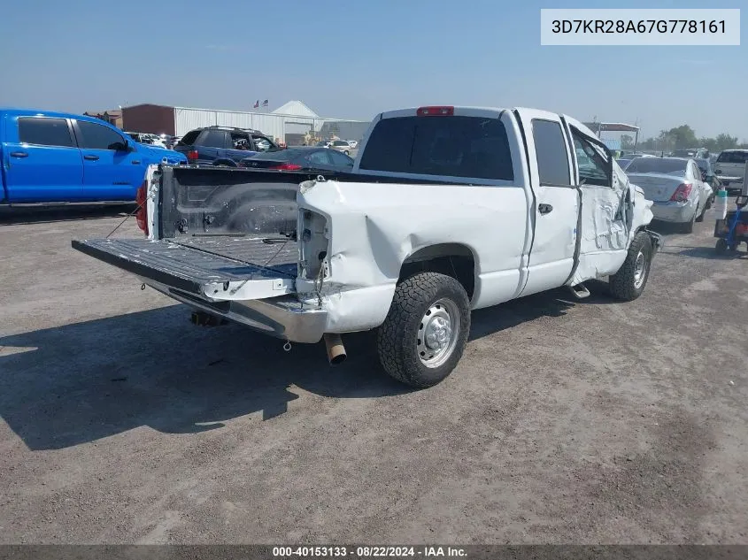 2007 Dodge Ram 2500 St VIN: 3D7KR28A67G778161 Lot: 40153133