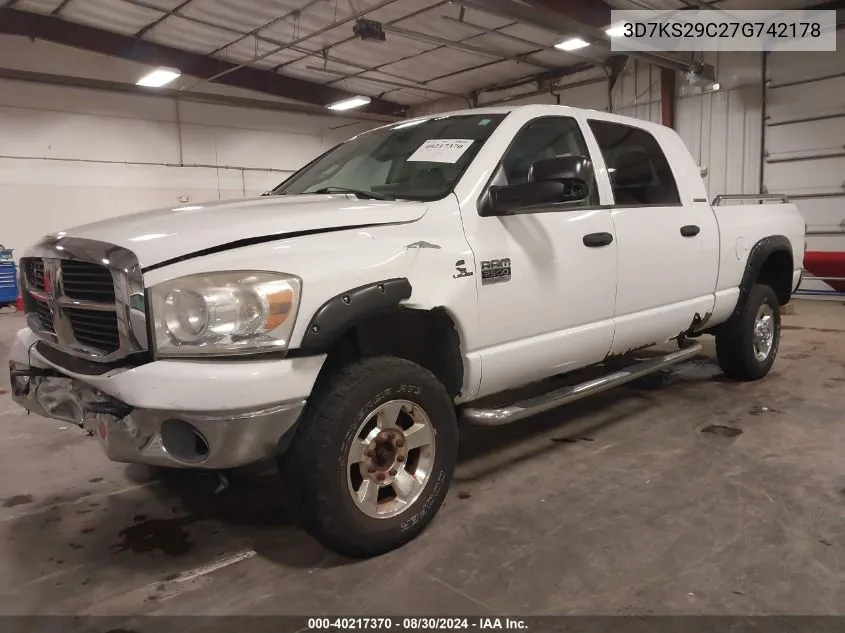 2007 Dodge Ram 2500 Slt VIN: 3D7KS29C27G742178 Lot: 40217370