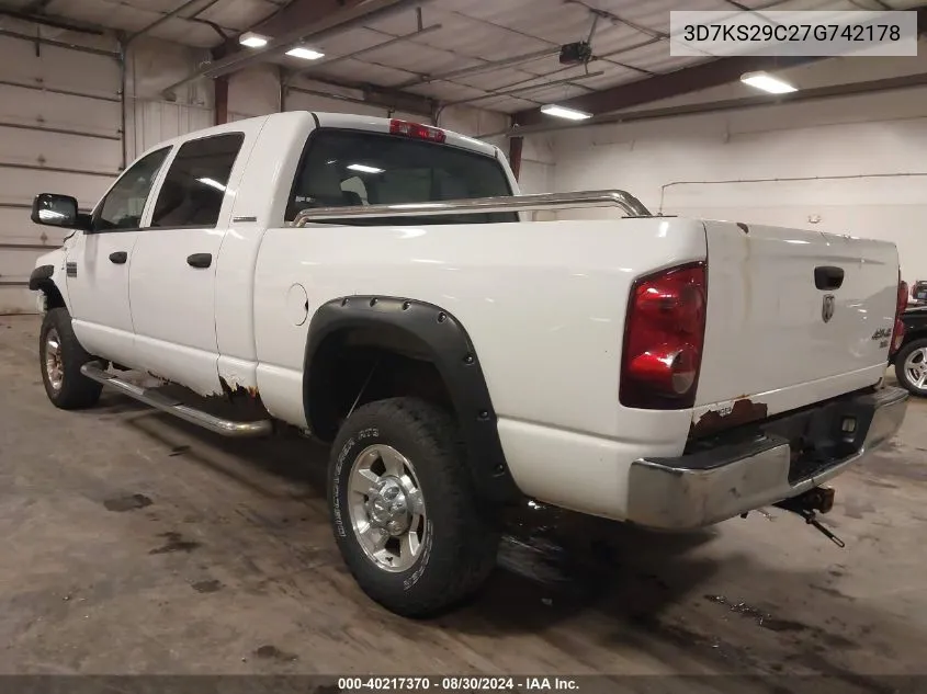 2007 Dodge Ram 2500 Slt VIN: 3D7KS29C27G742178 Lot: 40217370