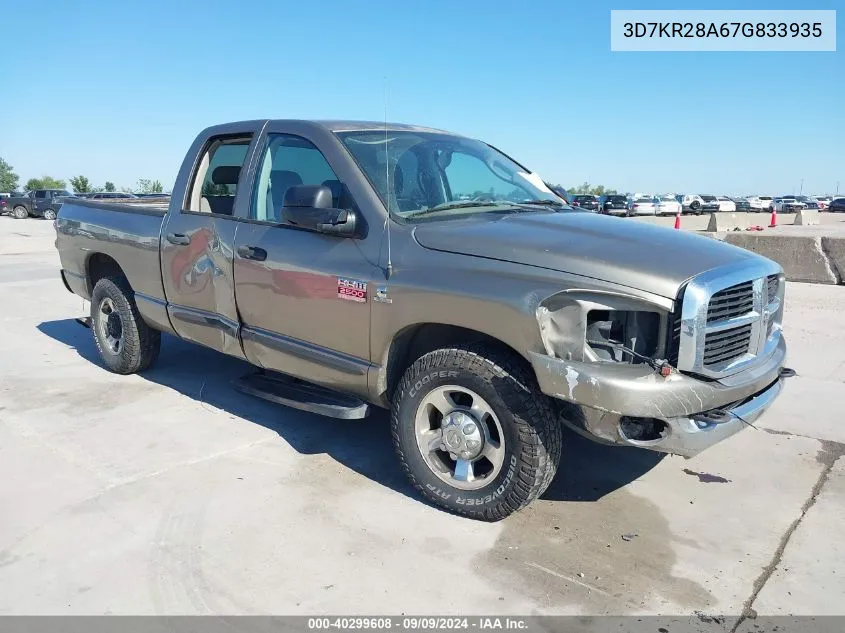 2007 Dodge Ram 2500 Slt/Sport VIN: 3D7KR28A67G833935 Lot: 40299608