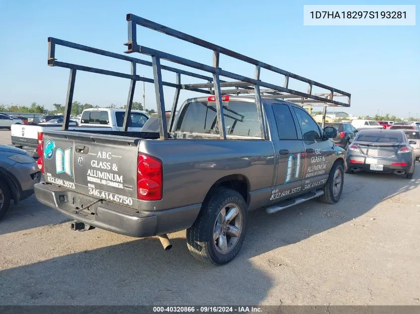 2007 Dodge Ram 1500 Slt VIN: 1D7HA18297S193281 Lot: 40320866