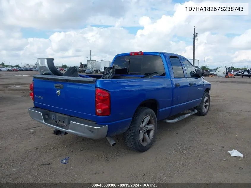 2007 Dodge Ram 1500 Slt VIN: 1D7HA18267S238743 Lot: 40380306