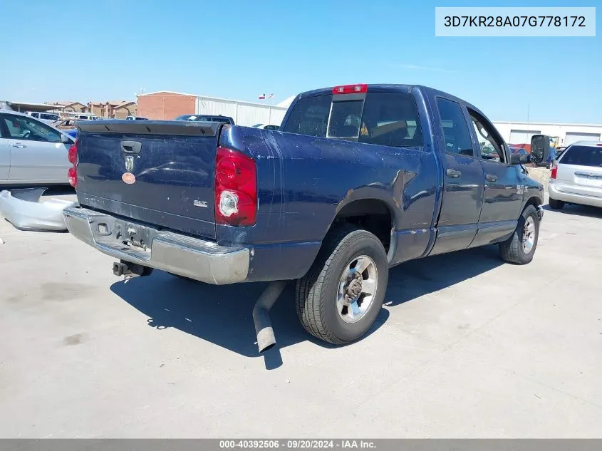 2007 Dodge Ram 2500 Slt/Sport VIN: 3D7KR28A07G778172 Lot: 40392506