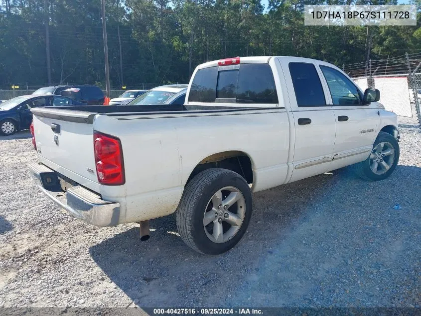 2007 Dodge Ram 1500 Slt VIN: 1D7HA18P67S111728 Lot: 40427516