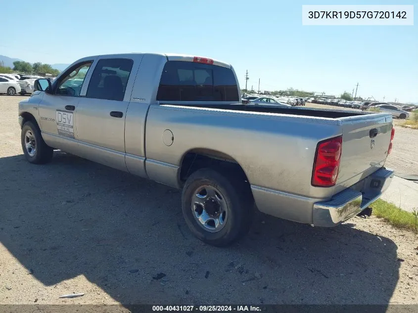 2007 Dodge Ram 1500 Slt VIN: 3D7KR19D57G720142 Lot: 40431027