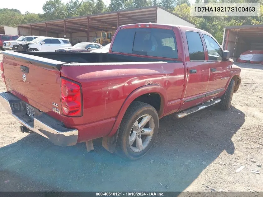 2007 Dodge Ram 1500 Slt VIN: 1D7HA18217S100463 Lot: 40510121