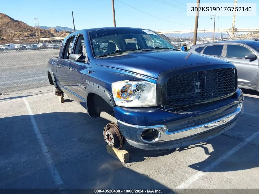 2007 Dodge Ram 1500 Slt VIN: 3D7KS19D17G752140 Lot: 40526430