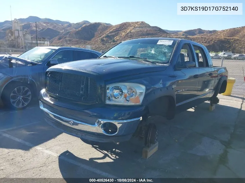 2007 Dodge Ram 1500 Slt VIN: 3D7KS19D17G752140 Lot: 40526430