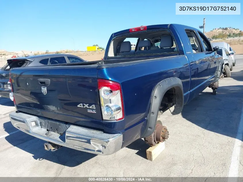 2007 Dodge Ram 1500 Slt VIN: 3D7KS19D17G752140 Lot: 40526430