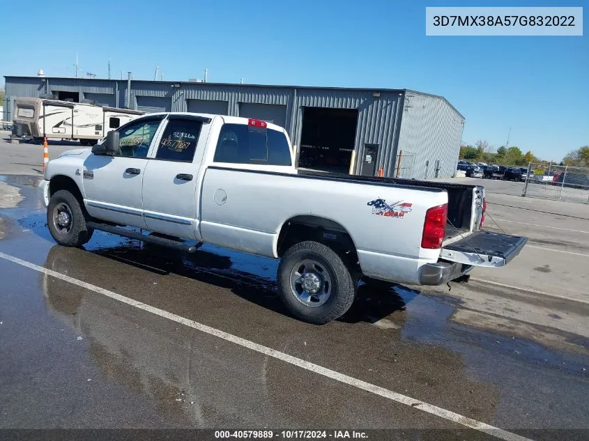 2007 Dodge Ram 3500 Slt/Trx4 Off Road/Sport VIN: 3D7MX38A57G832022 Lot: 40579889