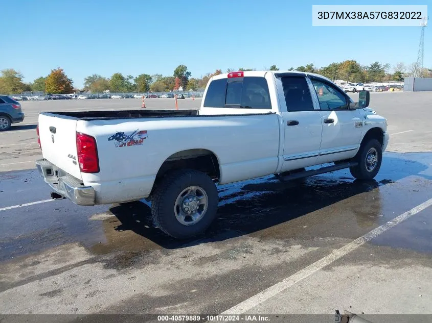 2007 Dodge Ram 3500 Slt/Trx4 Off Road/Sport VIN: 3D7MX38A57G832022 Lot: 40579889