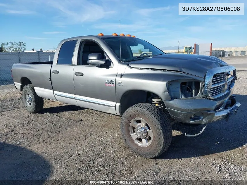 2007 Dodge Ram 2500 Laramie VIN: 3D7KS28A27G806008 Lot: 40647010