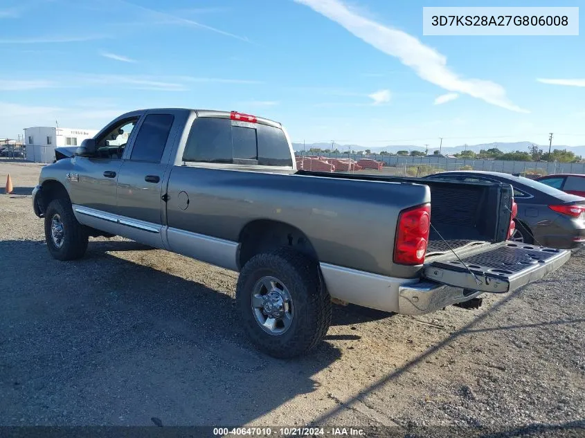 2007 Dodge Ram 2500 Laramie VIN: 3D7KS28A27G806008 Lot: 40647010