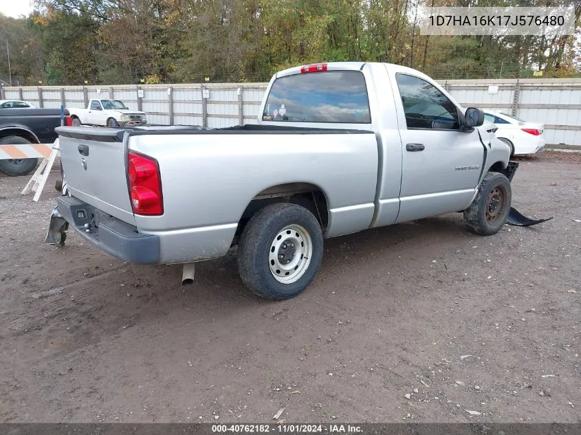 2007 Dodge Ram 1500 St VIN: 1D7HA16K17J576480 Lot: 40762182