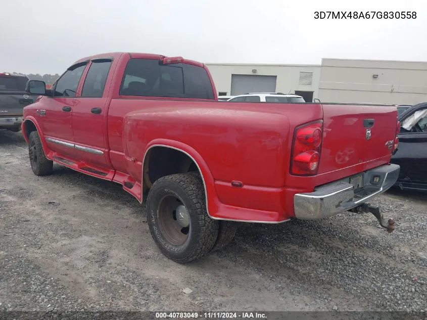 2007 Dodge Ram 3500 Laramie VIN: 3D7MX48A67G830558 Lot: 40783049