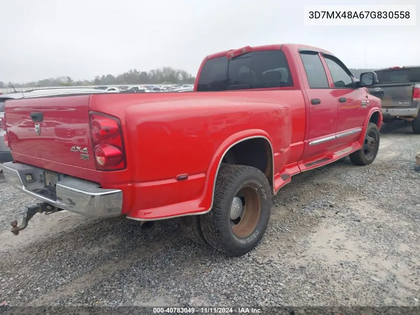 2007 Dodge Ram 3500 Laramie VIN: 3D7MX48A67G830558 Lot: 40783049