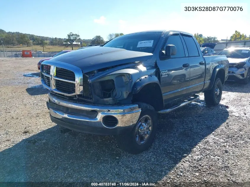 2007 Dodge Ram 2500 Slt/Trx4 Off Road/Sport/Power Wagon VIN: 3D3KS28D87G770076 Lot: 40783748