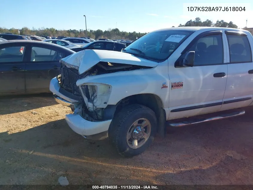 2007 Dodge Ram 2500 Slt/Trx4 Off Road/Sport/Power Wagon VIN: 1D7KS28A97J618004 Lot: 40794035