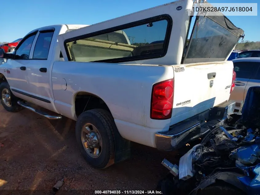 2007 Dodge Ram 2500 Slt/Trx4 Off Road/Sport/Power Wagon VIN: 1D7KS28A97J618004 Lot: 40794035