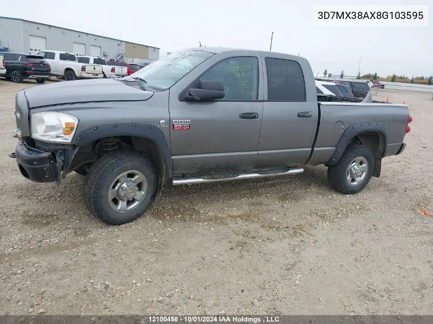 2008 Dodge Ram 3500 Slt VIN: 3D7MX38AX8G103595 Lot: 12100458