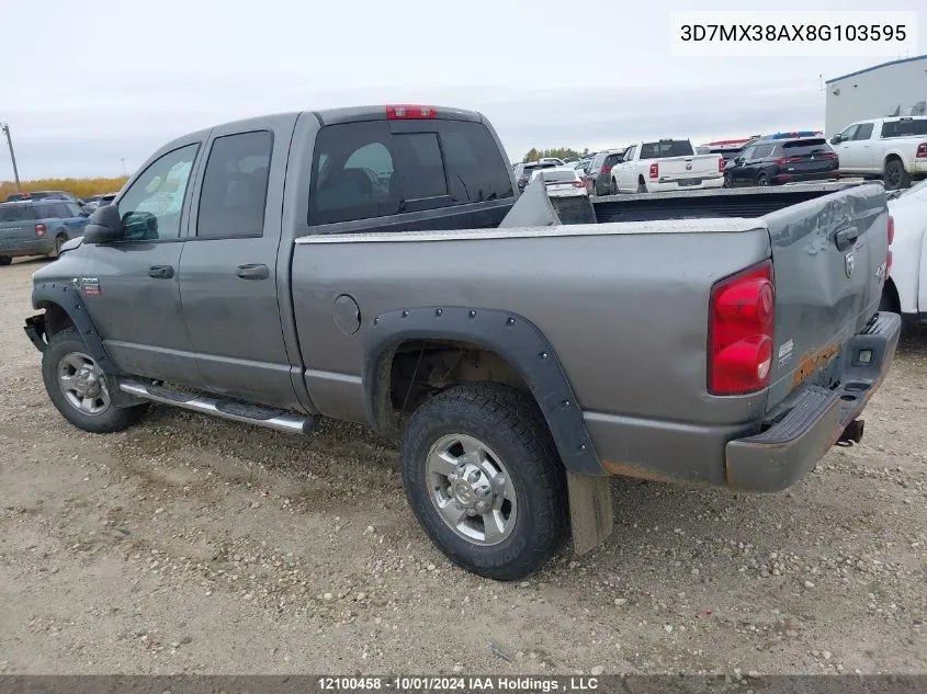 2008 Dodge Ram 3500 Slt VIN: 3D7MX38AX8G103595 Lot: 12100458