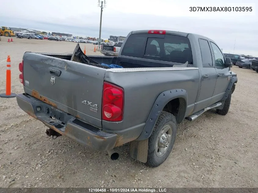 2008 Dodge Ram 3500 Slt VIN: 3D7MX38AX8G103595 Lot: 12100458