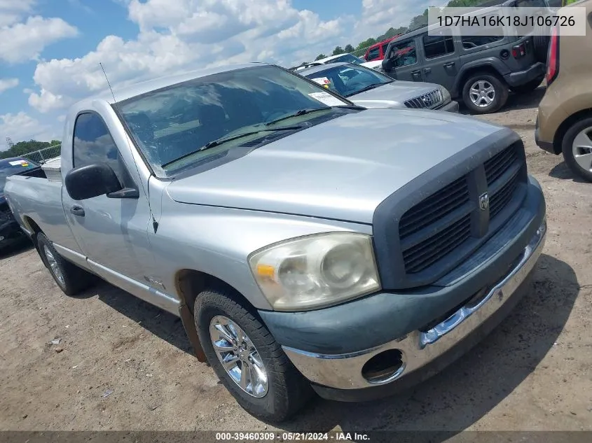 2008 Dodge Ram 1500 St/Sxt VIN: 1D7HA16K18J106726 Lot: 39460309