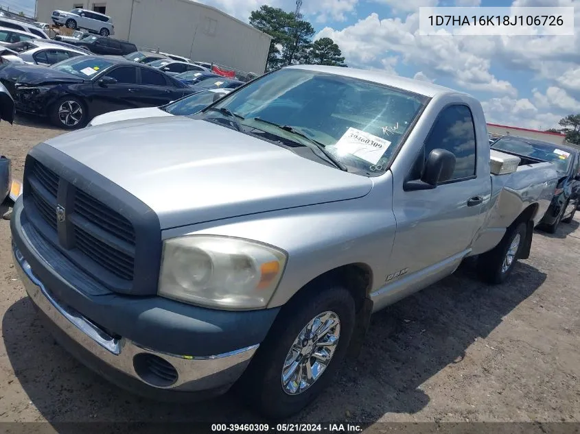 2008 Dodge Ram 1500 St/Sxt VIN: 1D7HA16K18J106726 Lot: 39460309