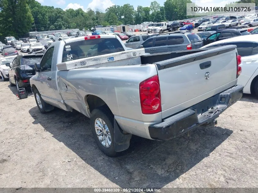 2008 Dodge Ram 1500 St/Sxt VIN: 1D7HA16K18J106726 Lot: 39460309