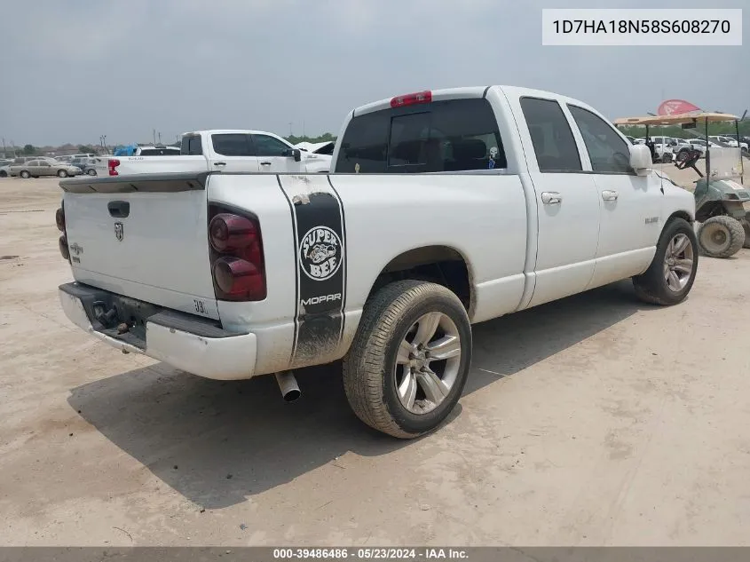 2008 Dodge Ram 1500 Slt VIN: 1D7HA18N58S608270 Lot: 39486486