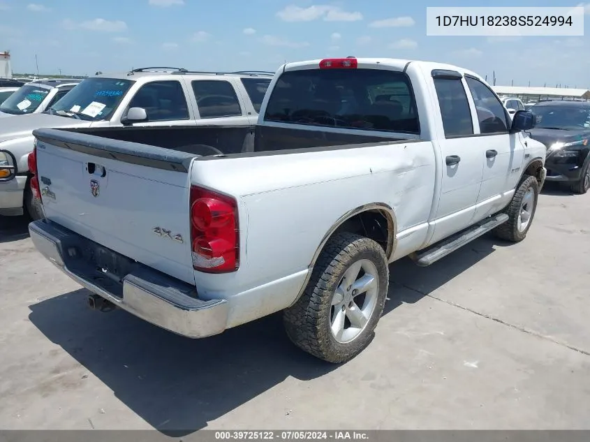 2008 Dodge Ram 1500 Slt VIN: 1D7HU18238S524994 Lot: 39725122