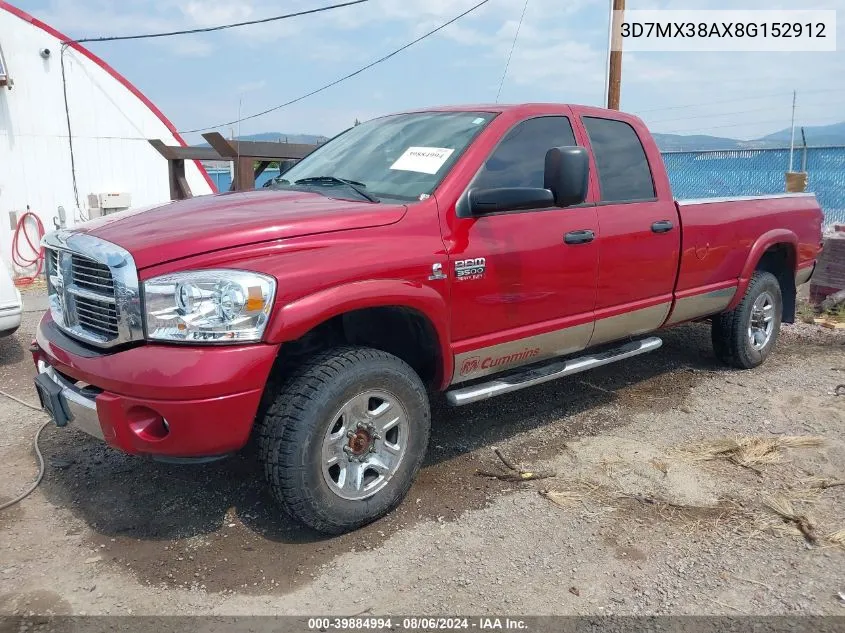 2008 Dodge Ram 3500 Laramie VIN: 3D7MX38AX8G152912 Lot: 39884994