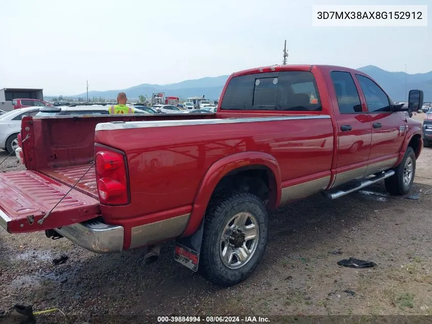 2008 Dodge Ram 3500 Laramie VIN: 3D7MX38AX8G152912 Lot: 39884994