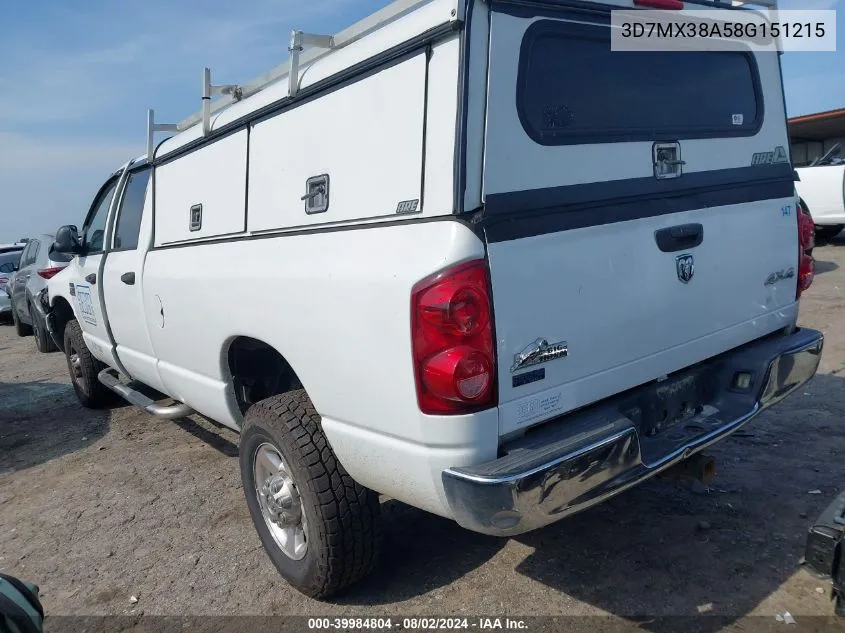 2008 Dodge Ram 3500 Slt VIN: 3D7MX38A58G151215 Lot: 39984804