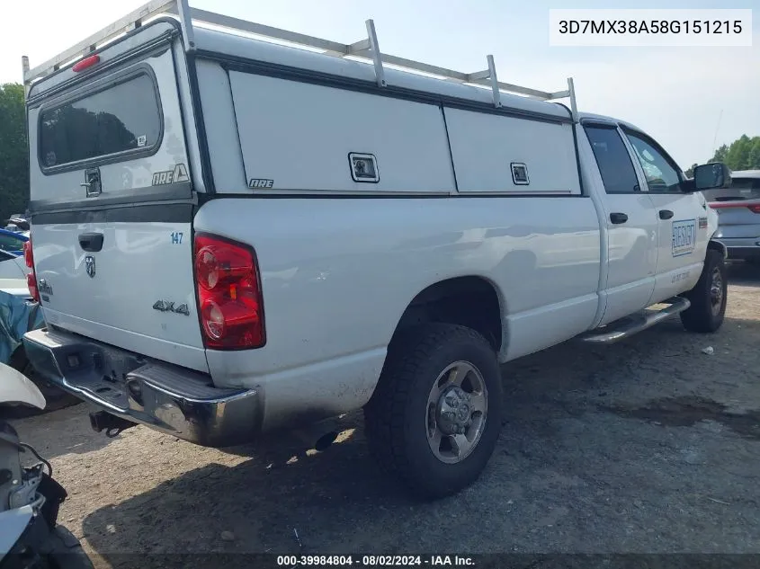 2008 Dodge Ram 3500 Slt VIN: 3D7MX38A58G151215 Lot: 39984804